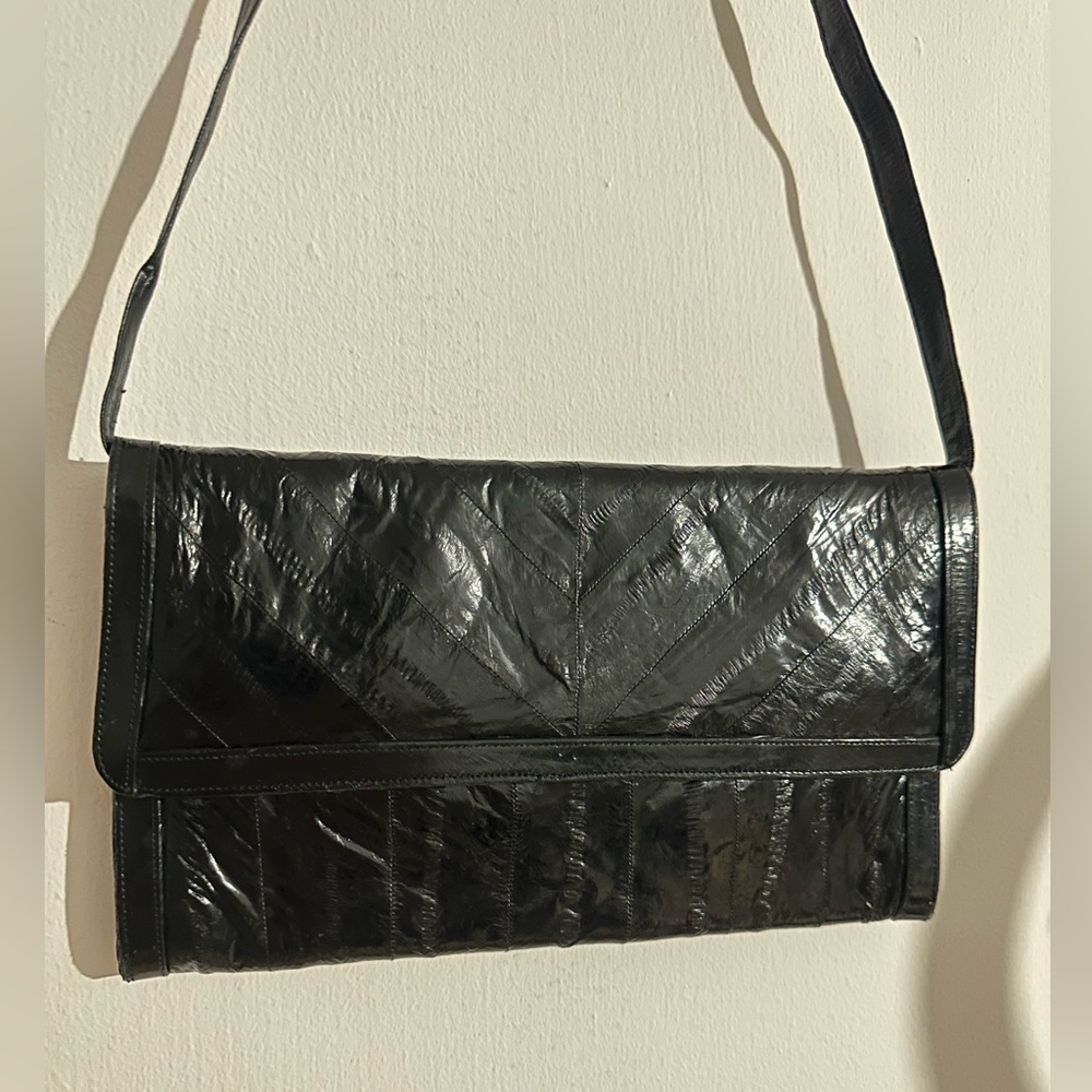 Vintage black eel skin handbag